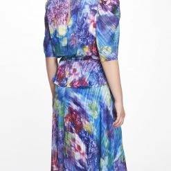 Marchesa Notte Half Sleeve Keyhole Neckline Top