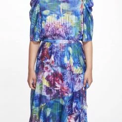 Marchesa Notte Half Sleeve Keyhole Neckline Top