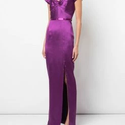 Marchesa Notte Off The Shoulder Mikado Pique Gown