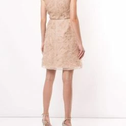 Marchesa Cap Sleeve Cocktail Dress