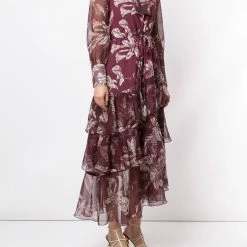 Marchesa Notte Asymmetric Tiered Day Dress