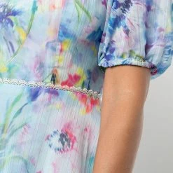 Marchesa Notte Puff Sleeve Tiered Dress