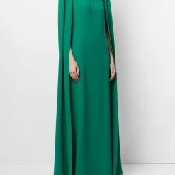 Marchesa Notte Embroidered Cape Dress