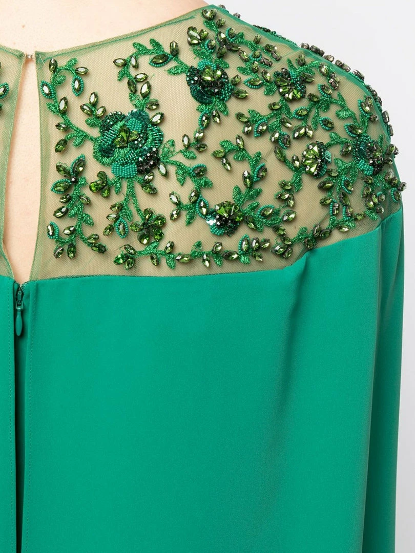 Marchesa Notte Embroidered Cape Dress