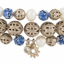 Jewelry 3 Set Gold And Pearl Beaded Bracelet Marchesa Notte
