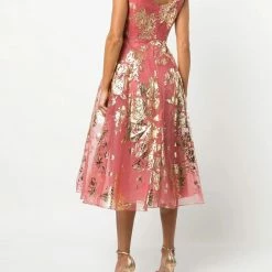 Marchesa Notte Off The Shoulder Organza Midi Gown