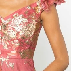 Marchesa Notte Off The Shoulder Organza Midi Gown