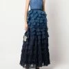 Marchesa Notte One Shoulder Tiered Ruffle Gown