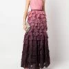 Marchesa Notte One Shoulder Tiered Ruffle Gown