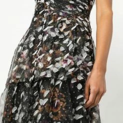 Marchesa Notte Tiered Printed Cocktail Dress