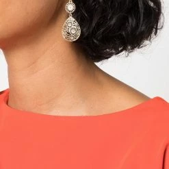 Jewelry Double Drop Filigree Earrings