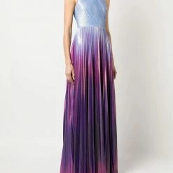 Marchesa Notte One Shoulder Radiating Ombre Gown