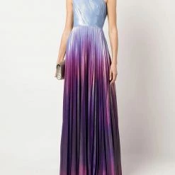 Marchesa Notte One Shoulder Radiating Ombre Gown