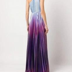 Marchesa Notte One Shoulder Radiating Ombre Gown