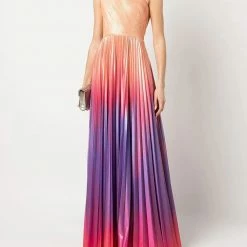 Marchesa Notte One Shoulder Radiating Ombre Gown