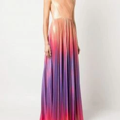 Marchesa Notte One Shoulder Radiating Ombre Gown