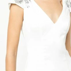 Marchesa Notte Cap Sleeve Crepe Gown