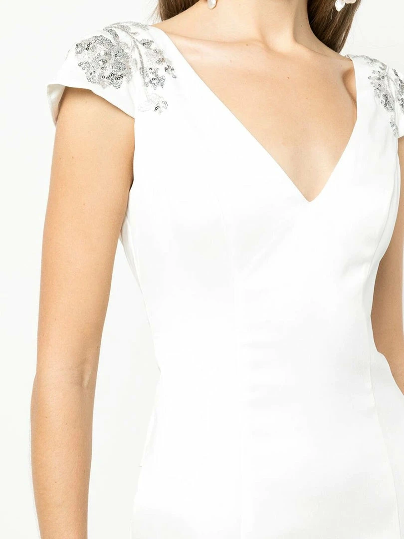 Marchesa Notte Cap Sleeve Crepe Gown