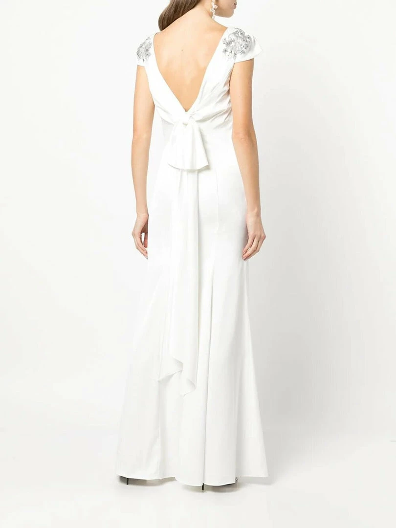 Marchesa Notte Cap Sleeve Crepe Gown