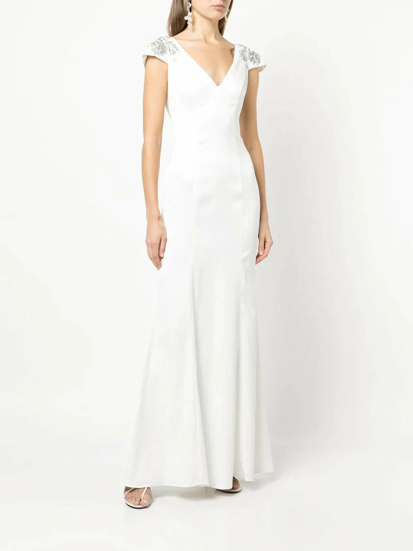 Marchesa Notte Cap Sleeve Crepe Gown