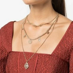 Jewelry Marchesa Notte 3 Row Layered Gold Filigree Detail Necklace