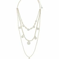 Jewelry Marchesa Notte 3 Row Layered Gold Filigree Detail Necklace