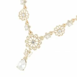 Jewelry Floral Filigree Chain Lariat Y-Necklace