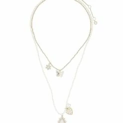 Jewelry Butterfly Layered Pendant Necklace