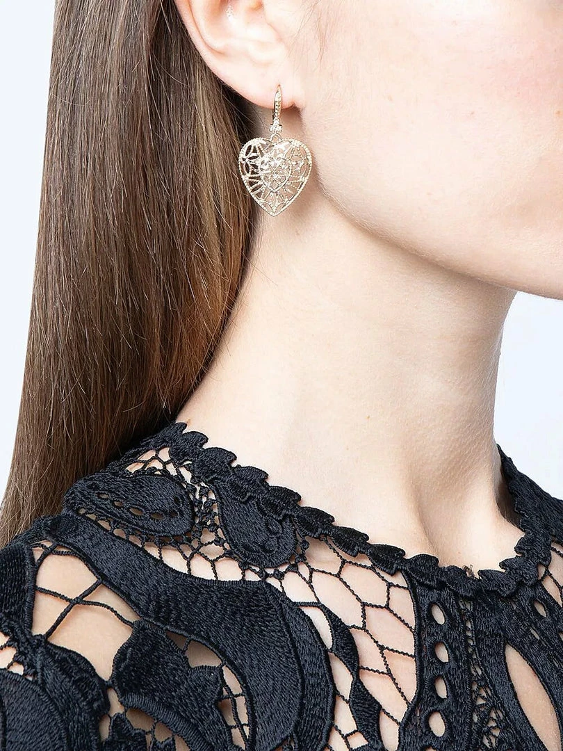 Jewelry Filigree Heart Drop Earrings Marchesa Notte