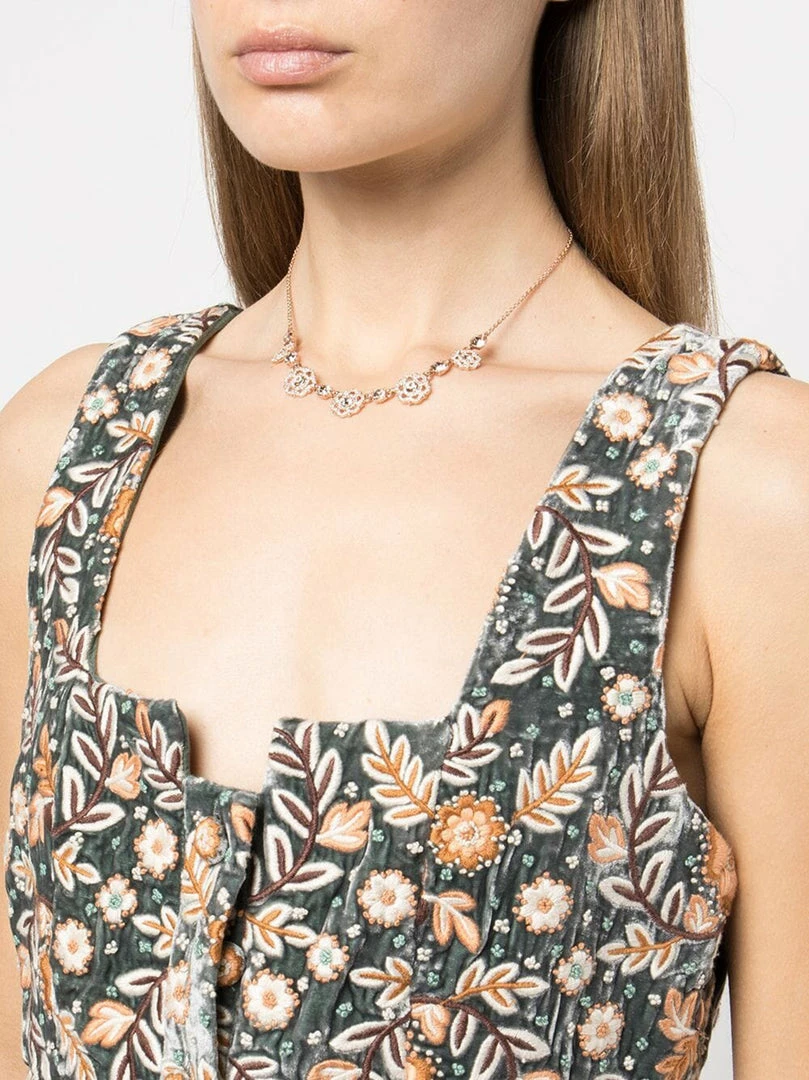 Jewelry Filigree Floral Charm Link Necklace