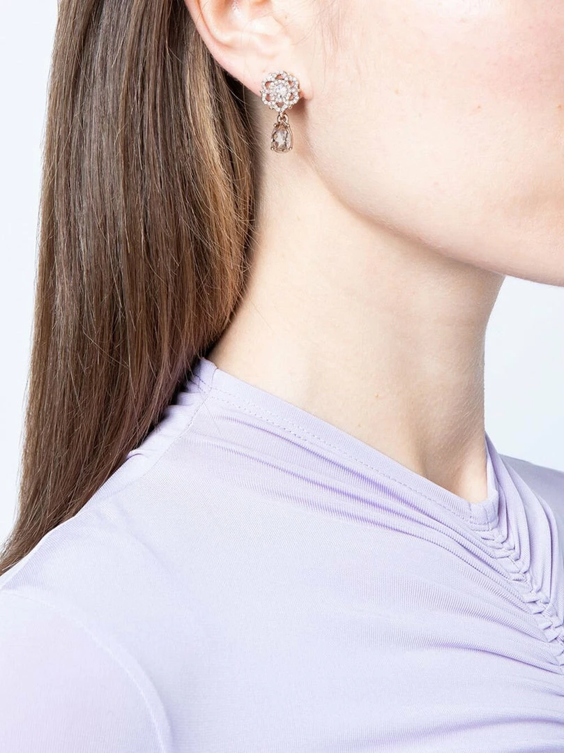 Jewelry Floral Crystal Drop Pendant Earrings