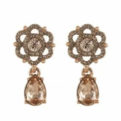 Jewelry Floral Crystal Drop Pendant Earrings