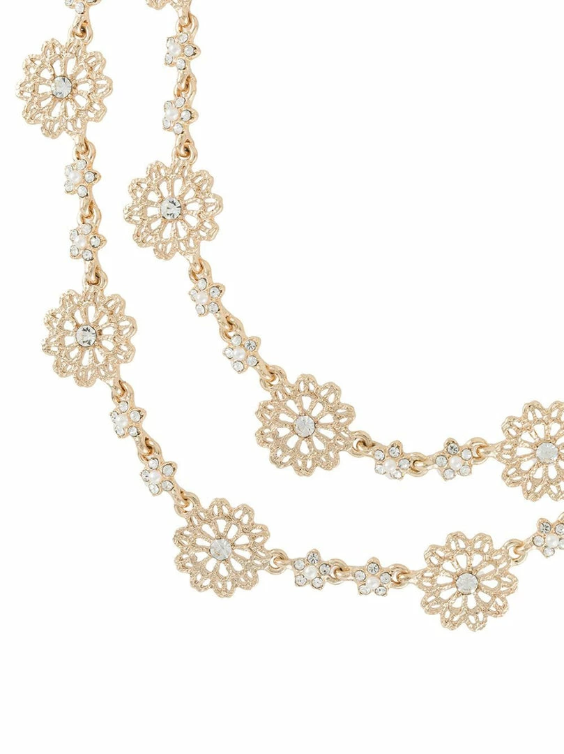 Jewelry Floral Chain Layered Necklace