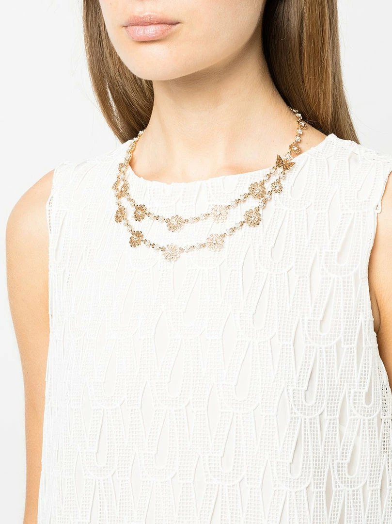 Jewelry Floral Chain Layered Necklace
