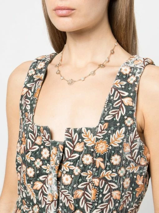 Jewelry Crystal Embellished Floral Star Detail Necklace