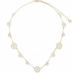 Jewelry Crystal Embellished Floral Star Detail Necklace