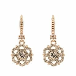 Jewelry Crystal Embellished Flower Earrings