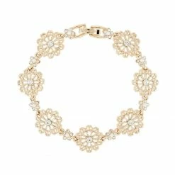 Jewelry Crystal Embellished Gold Flower Bracelet