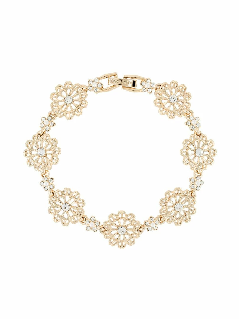 Jewelry Crystal Embellished Gold Flower Bracelet