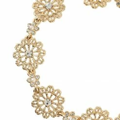 Jewelry Crystal Embellished Gold Flower Bracelet