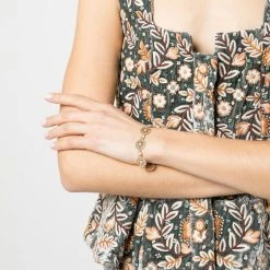 Jewelry Crystal Embellished Gold Flower Bracelet