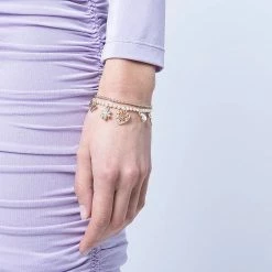 Jewelry Heart Charm Layered Pearl Slider Bracelet