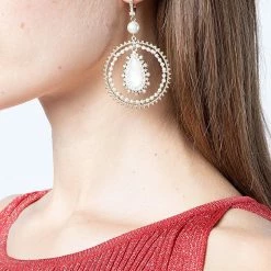 Jewelry Pear Crystal Orbital Drop Earrings