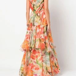 Marchesa Notte The Best Dressed Guest Abstract-printed Tiered Tulle Gown