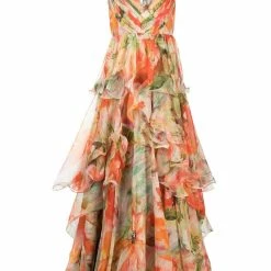 Marchesa Notte The Best Dressed Guest Abstract-printed Tiered Tulle Gown