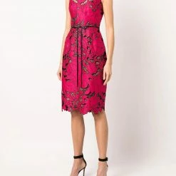 Marchesa Notte Satin Cutwork Cocktail