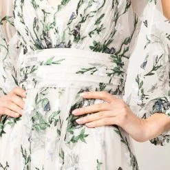 Marchesa Notte Embroidered Tulle V-neck Gown