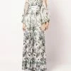 Marchesa Notte Embroidered Tulle V-neck Gown