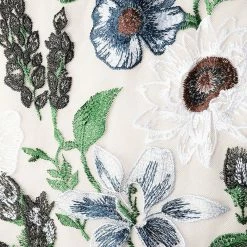 Marchesa Notte Embroidered Tulle V-neck Gown