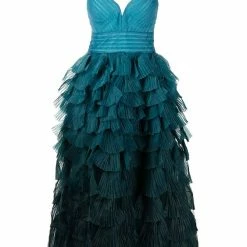 Marchesa Notte Tiered Ruffle Midi Dress